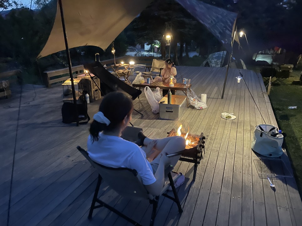 Relaxing by the campfire