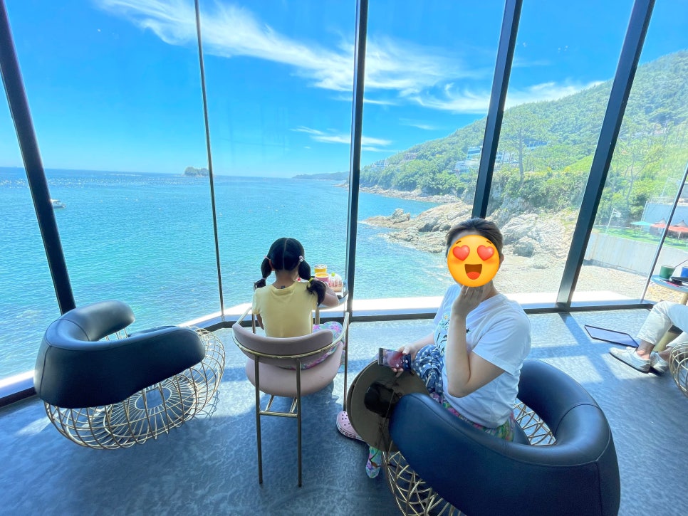 At a café with an ocean view